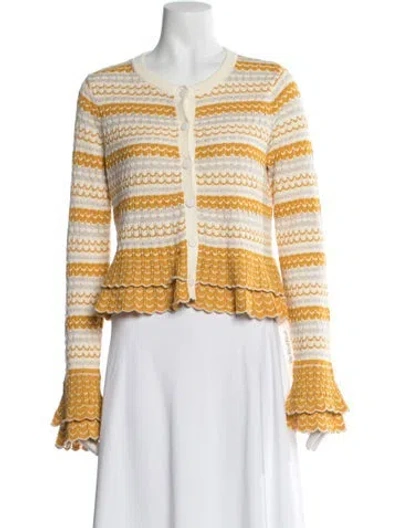 Pre-owned Ramy Brook Striped Crew Neck Sweater W/ Tags In Yellow