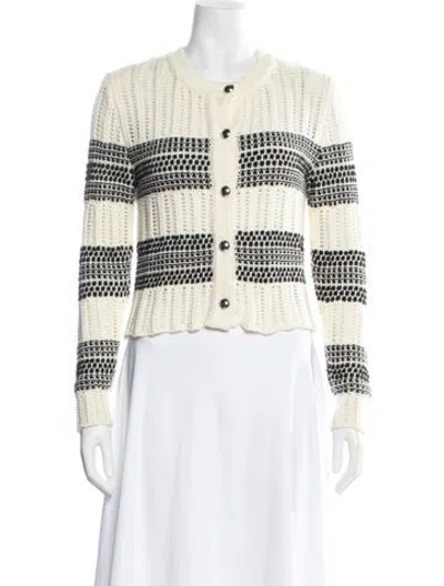 Pre-owned Ramy Brook Striped Crew Neck Sweater In White