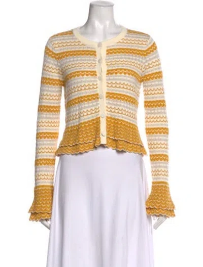 Pre-owned Ramy Brook Striped Crew Neck Sweater In Yellow
