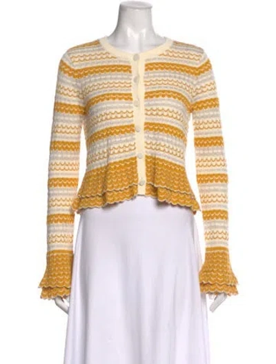 Pre-owned Ramy Brook Striped Crew Neck Sweater In Yellow