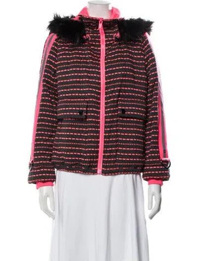 Pre-owned Ramy Brook Striped Down Coat In Red