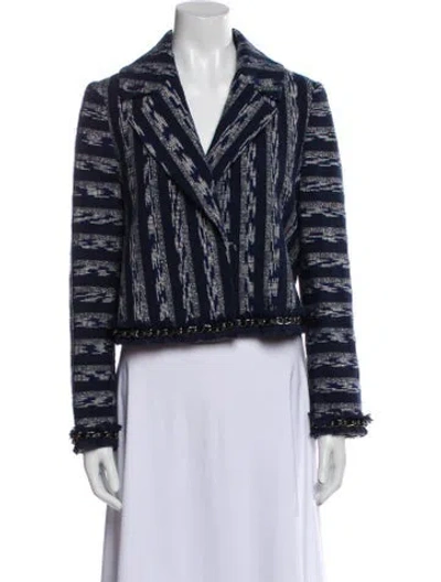 Pre-owned Ramy Brook Striped Evening Jacket In Blue