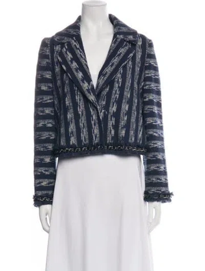 Pre-owned Ramy Brook Striped Evening Jacket In Blue/metallic