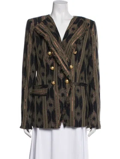 Pre-owned Ramy Brook Striped Evening Jacket In Green