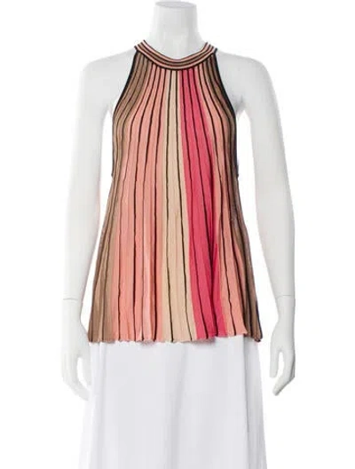 Pre-owned Ramy Brook Striped Halterneck Blouse In Orange