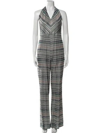 Pre-owned Ramy Brook Striped Halterneck Jumpsuit In Blue