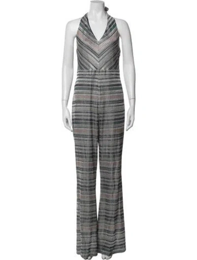Pre-owned Ramy Brook Striped Halterneck Jumpsuit In Blue