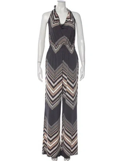 Pre-owned Ramy Brook Striped Halterneck Jumpsuit W/ Tags In Neutral