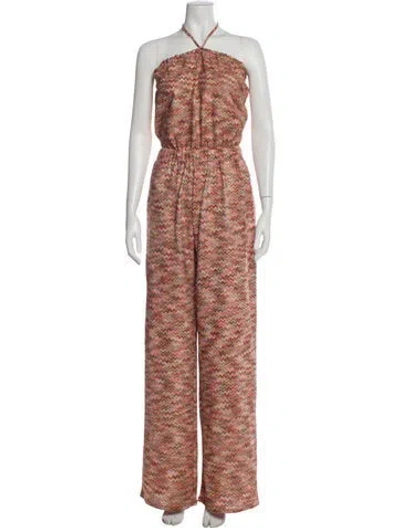 Pre-owned Ramy Brook Striped Halterneck Jumpsuit W/ Tags In Pink