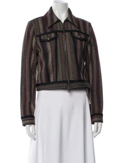 Pre-owned Ramy Brook Striped Jacket In Burgundy