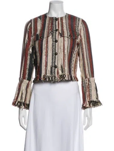Pre-owned Ramy Brook Striped Jacket In Neutral