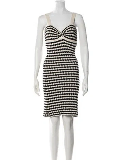 Pre-owned Ramy Brook Striped Knee-length Dress In Black/neutrals