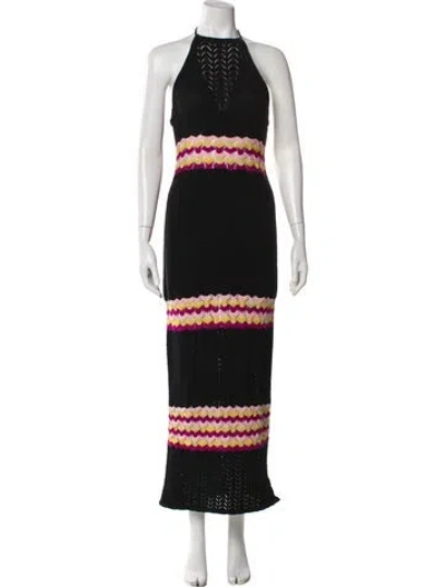 Pre-owned Ramy Brook Striped Long Dress In Black