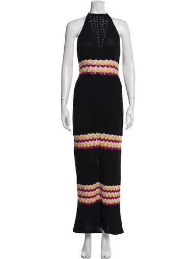 Pre-owned Ramy Brook Striped Long Dress In Black