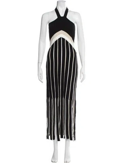 Pre-owned Ramy Brook Striped Long Dress In Black