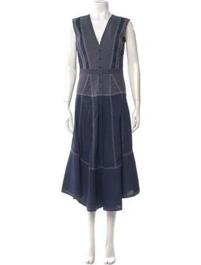 Pre-owned Ramy Brook Striped Long Dress In Blue