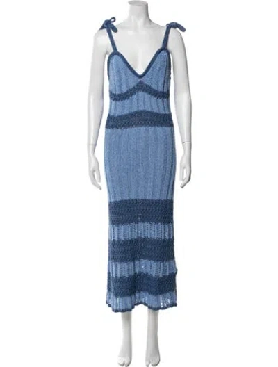 Pre-owned Ramy Brook Striped Long Dress In Blue