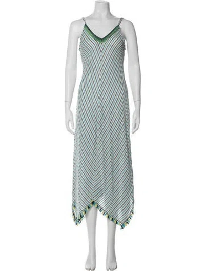 Pre-owned Ramy Brook Striped Long Dress In Neutral