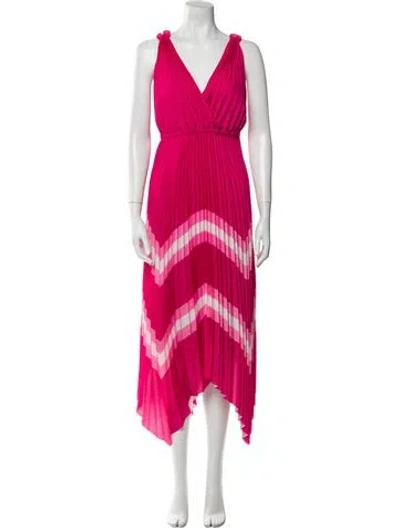 Pre-owned Ramy Brook Striped Long Dress In Pink