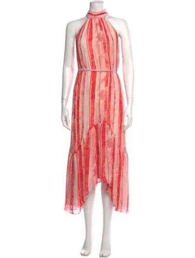 Pre-owned Ramy Brook Striped Long Dress In Red
