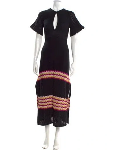 Pre-owned Ramy Brook Striped Long Dress W/ Tags In Black