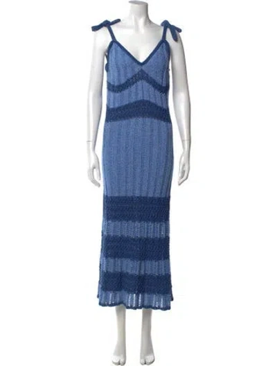Pre-owned Ramy Brook Striped Long Dress W/ Tags In Blue