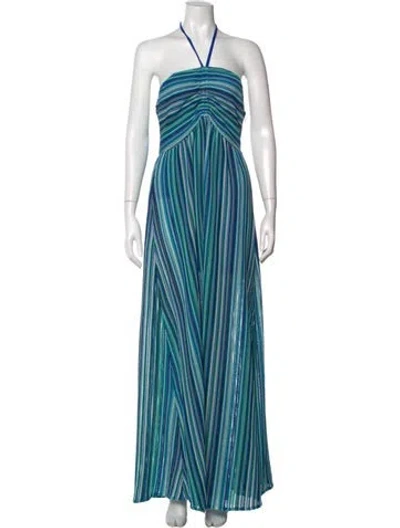 Pre-owned Ramy Brook Striped Long Dress W/ Tags In Green