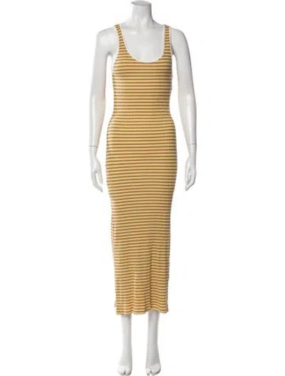 Pre-owned Ramy Brook Striped Long Dress W/ Tags In Yellow
