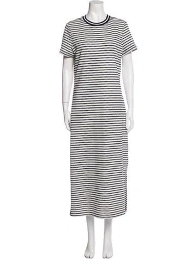 Pre-owned Ramy Brook Striped Long Dress In White