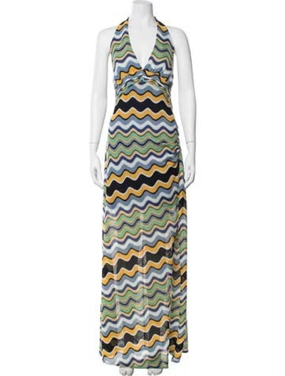 Pre-owned Ramy Brook Striped Long Dress In Yellow