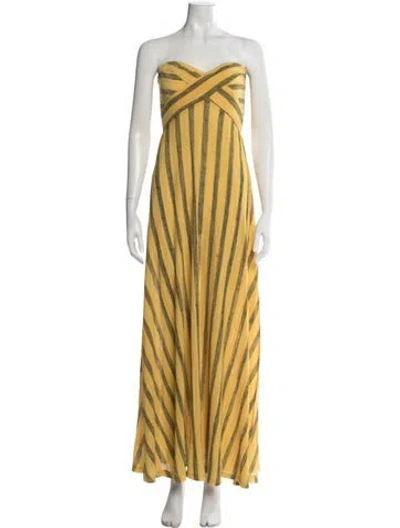 Pre-owned Ramy Brook Striped Long Dress In Yellow
