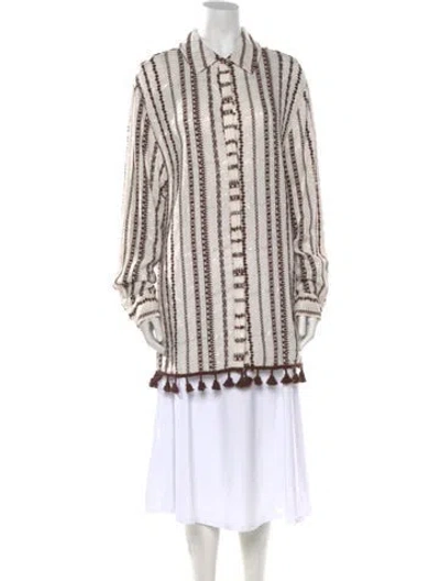 Pre-owned Ramy Brook Striped Long Sleeve Tunic