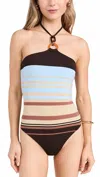 Ramy Brook Striped May One Piece In Beach Brown Stripe In Black