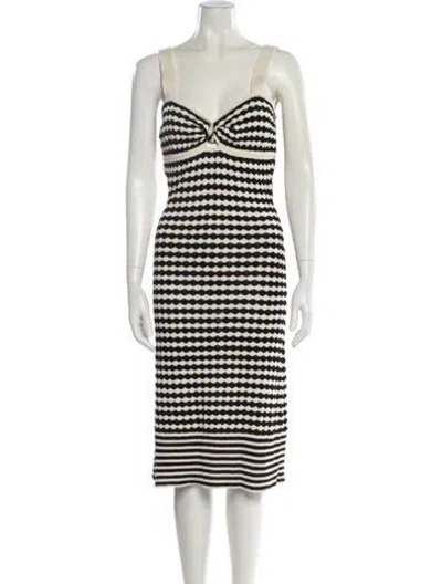 Pre-owned Ramy Brook Striped Midi Length Dress In Black