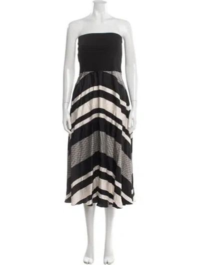 Pre-owned Ramy Brook Striped Midi Length Dress In Black
