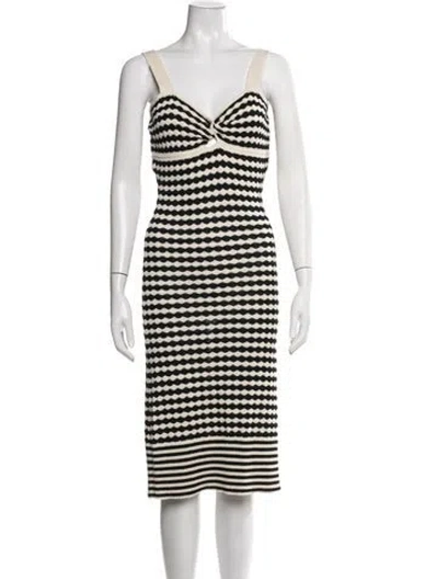 Pre-owned Ramy Brook Striped Midi Length Dress In Black