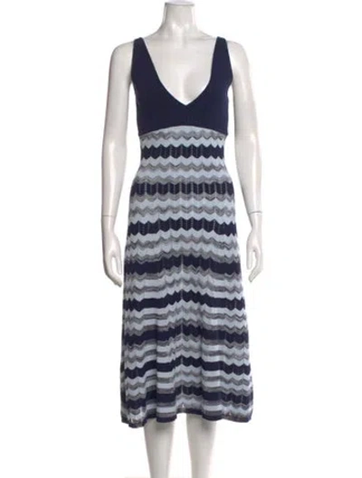 Pre-owned Ramy Brook Striped Midi Length Dress In Blue