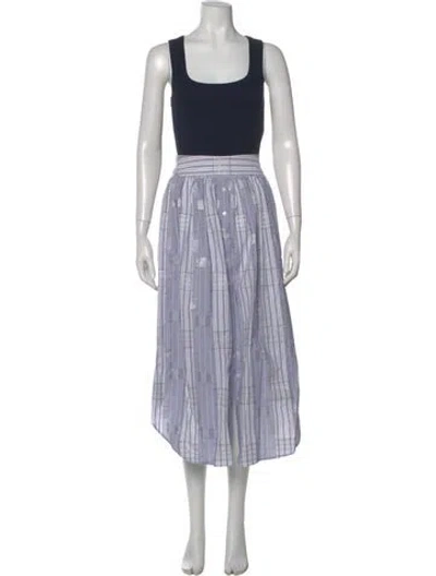 Pre-owned Ramy Brook Striped Midi Length Dress In Blue