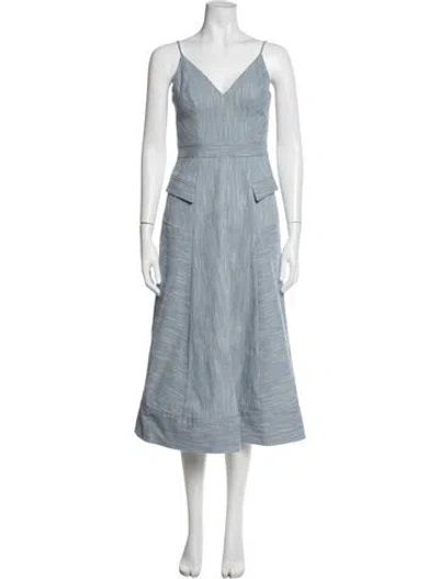Pre-owned Ramy Brook Striped Midi Length Dress In Blue