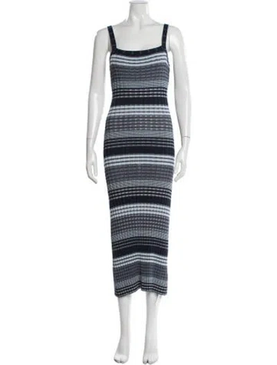 Pre-owned Ramy Brook Striped Midi Length Dress In Blue