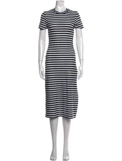 Pre-owned Ramy Brook Striped Midi Length Dress In Blue