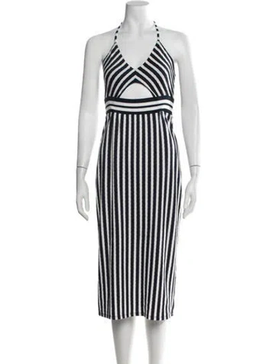 Pre-owned Ramy Brook Striped Midi Length Dress In Blue