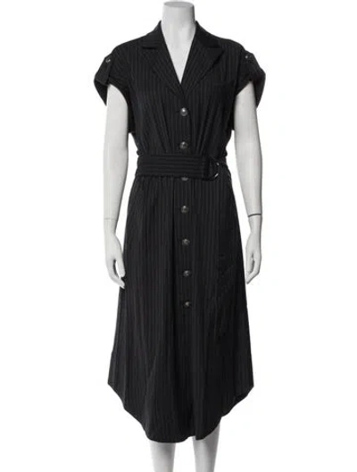 Pre-owned Ramy Brook Striped Midi Length Dress In Blue