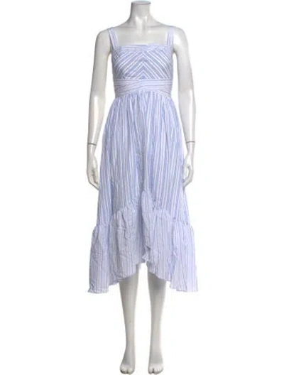 Pre-owned Ramy Brook Striped Midi Length Dress In Blue/white