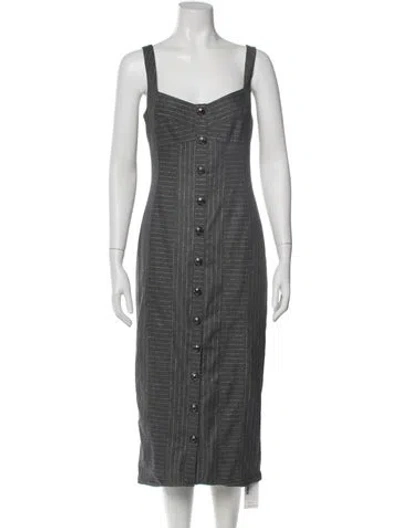 Pre-owned Ramy Brook Striped Midi Length Dress In Gray