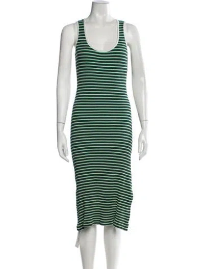 Pre-owned Ramy Brook Striped Midi Length Dress In Green