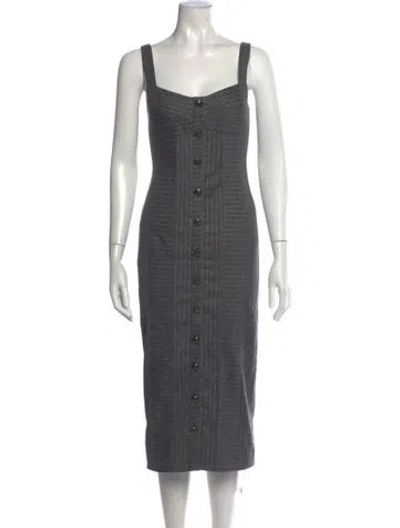 Pre-owned Ramy Brook Striped Midi Length Dress In Grey/metallic
