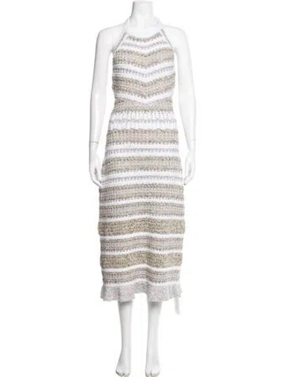 Pre-owned Ramy Brook Striped Midi Length Dress In Metallic/neutrals