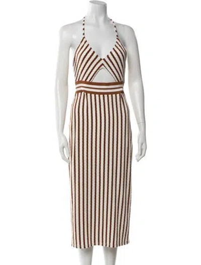Pre-owned Ramy Brook Striped Midi Length Dress In Multicolor