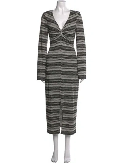 Pre-owned Ramy Brook Striped Midi Length Dress In Multicolor